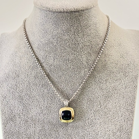David Yurman Jewelry - David Yurman 925 & 18k Gold 11mm Albion Pendant Necklace with Black Onyx 16"